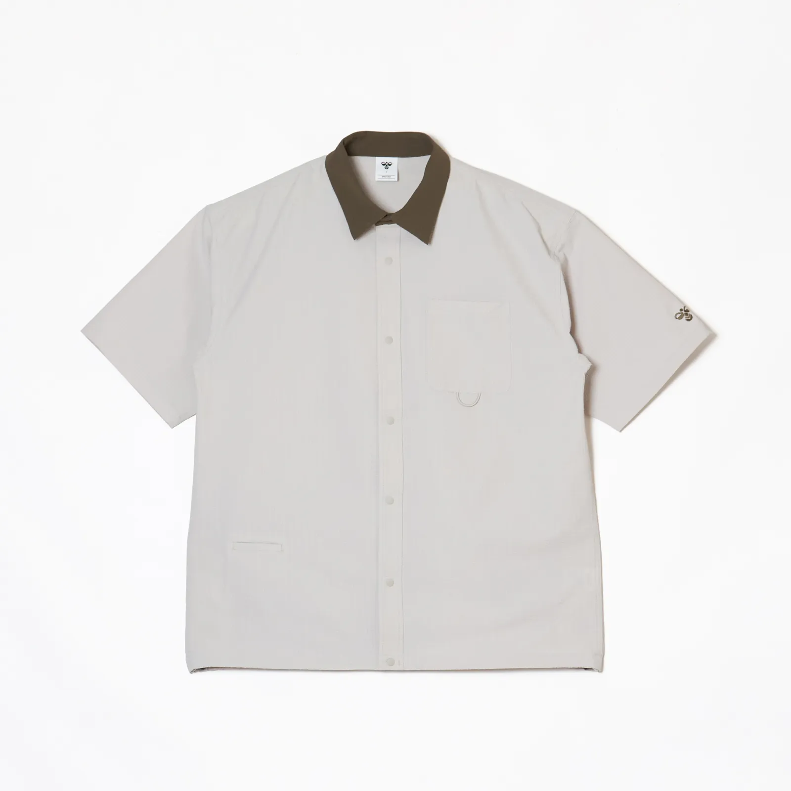hummel 半袖シャツ ホワイト JASPO Lサイズ hummel PLAY シアサッカー半袖フルボタンシャツ｜hummel｜ヒュンメル